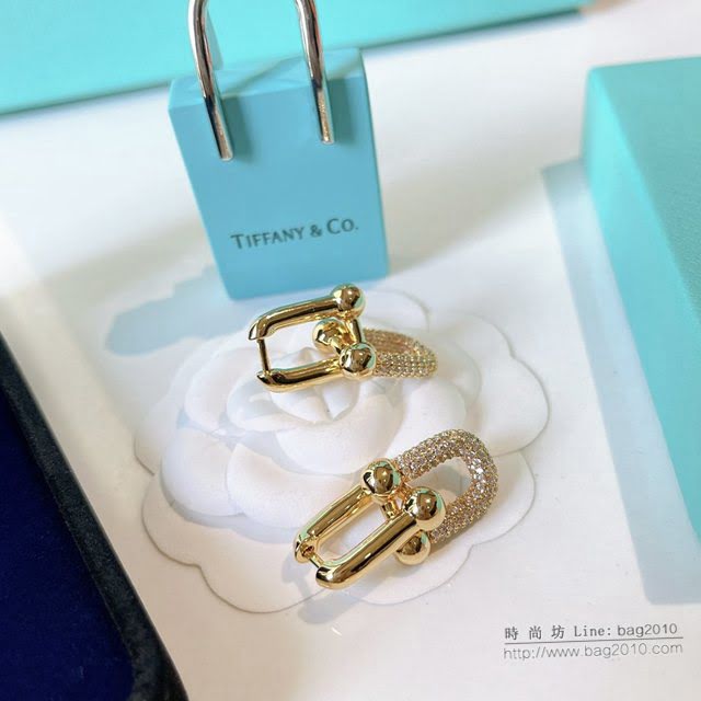 Tiffany飾品 蒂芙尼女士專櫃爆款雙關節半鑽耳釘耳環  zgt1750